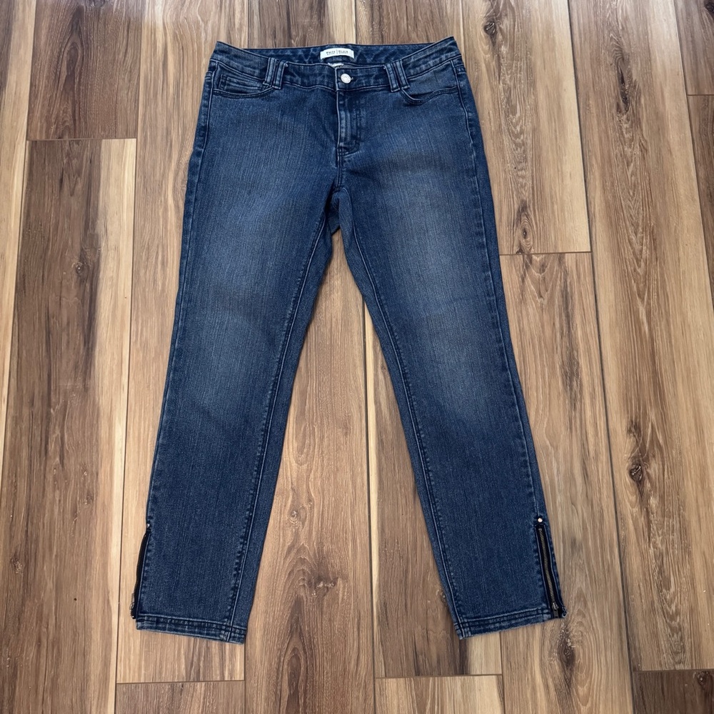 White House Black Market Jeans 30W size 8 Dark Wash Ankle Zip Straight Leg